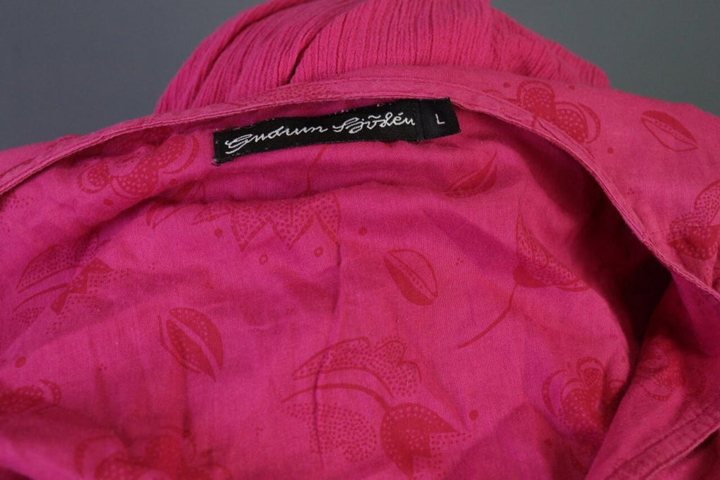 GUDRUN SJODEN Pink Henley 3/4 Sleeve Blouson Shirt Midi Dress – Size L