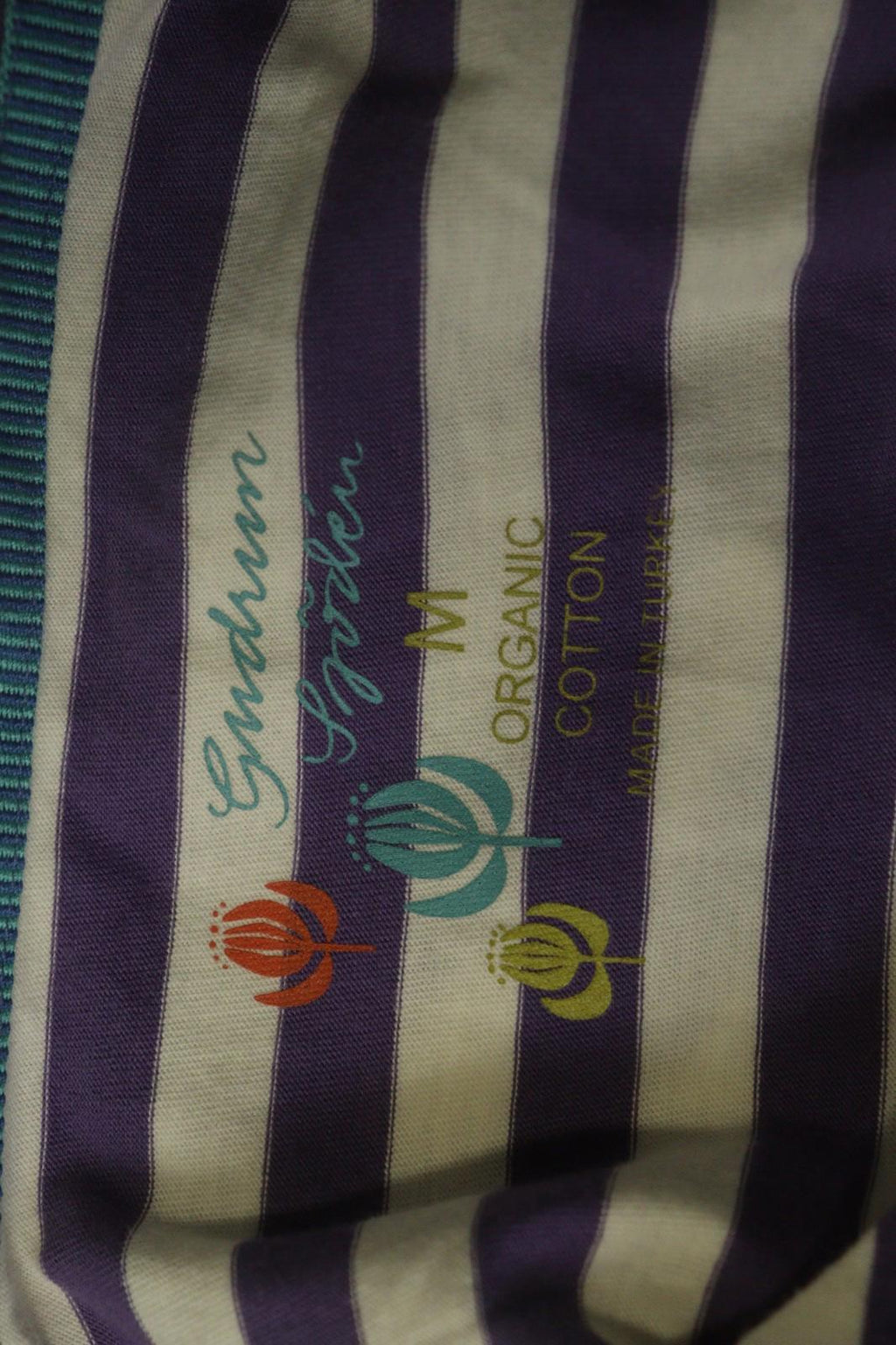 GUDRUN SJODEN Purple White Striped 100% Cotton Long Sleeve Blouse Top – Size M