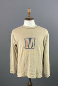 MOSCHINO JEANS Beige Cotton Big Logo Long Sleeve T-Shirt – Size XXL