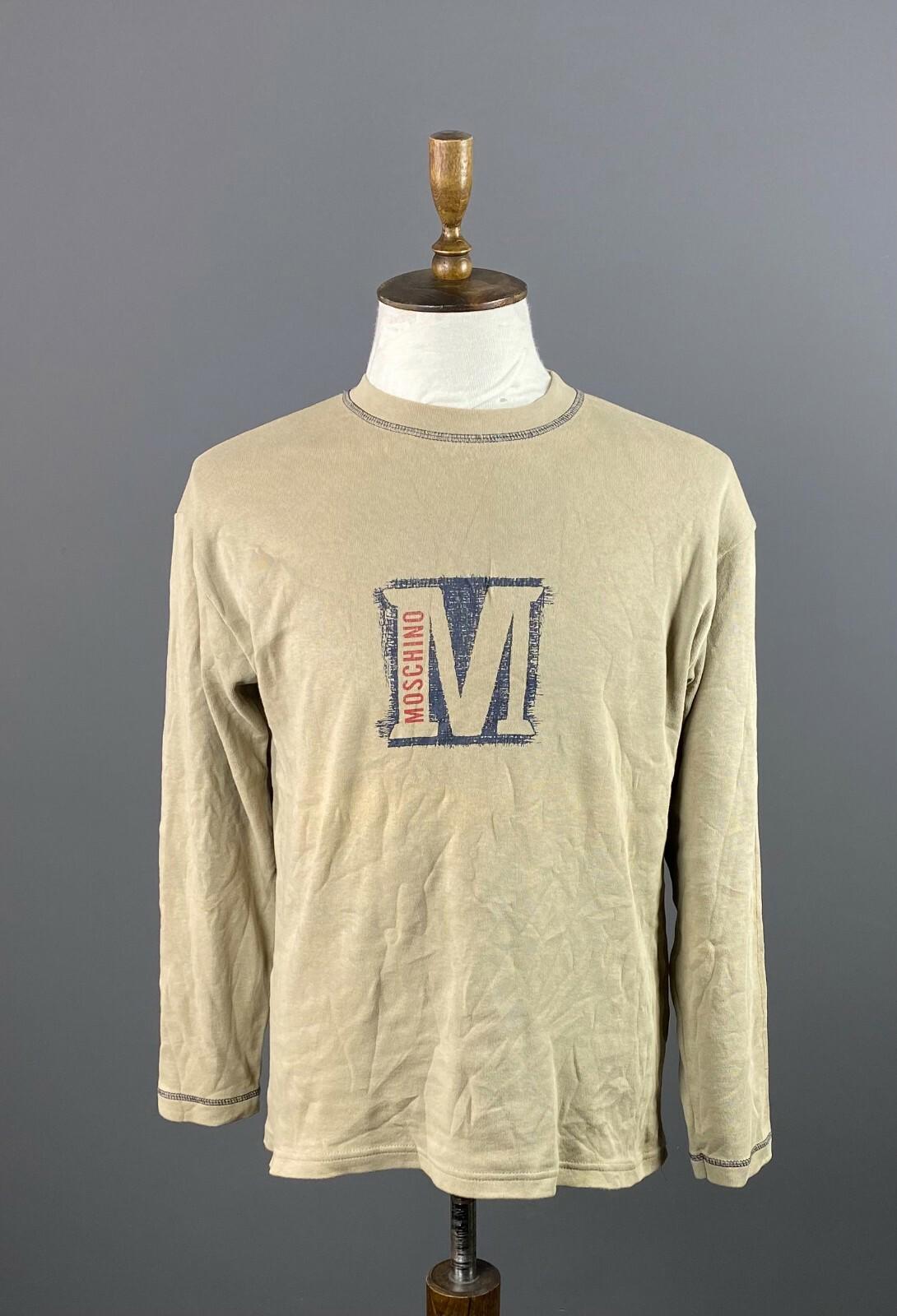 MOSCHINO JEANS Beige Cotton Big Logo Long Sleeve T-Shirt – Size XXL