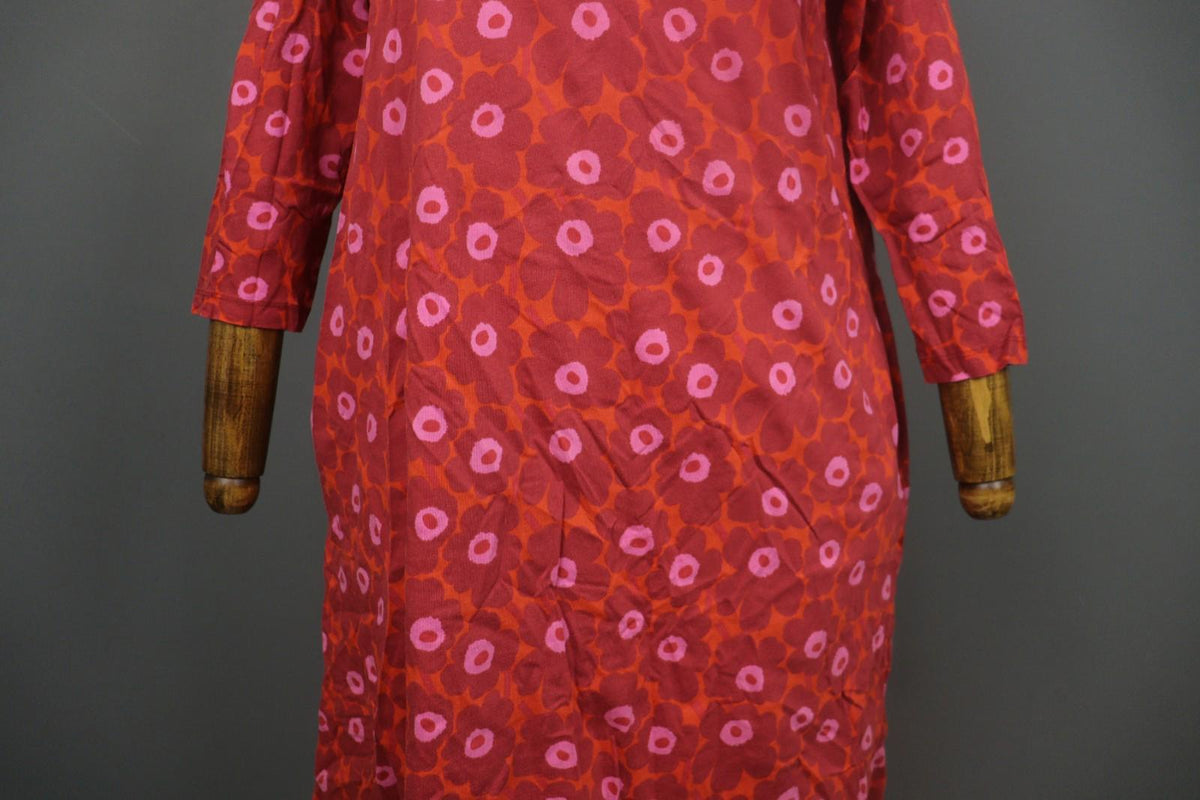 MARIMEKKO Aretta Unikko Multi Floral 3/4 Sleeve Round Neck Sheath Dress – Size M