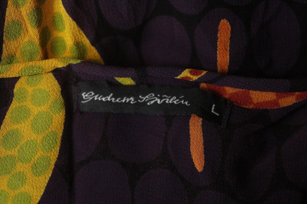 GUDRUN SJODEN Multicolor Printed Long Sleeve Button Front Sheath Dress – Size L