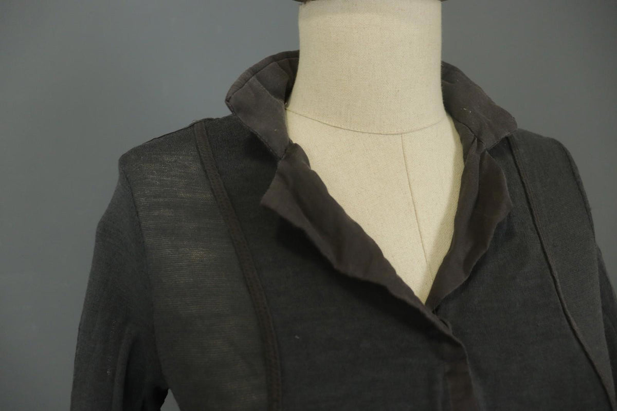 ANNETTE GORTZ Black Wool Collared Long Sleeve Button Front Shirt Top – Size XS