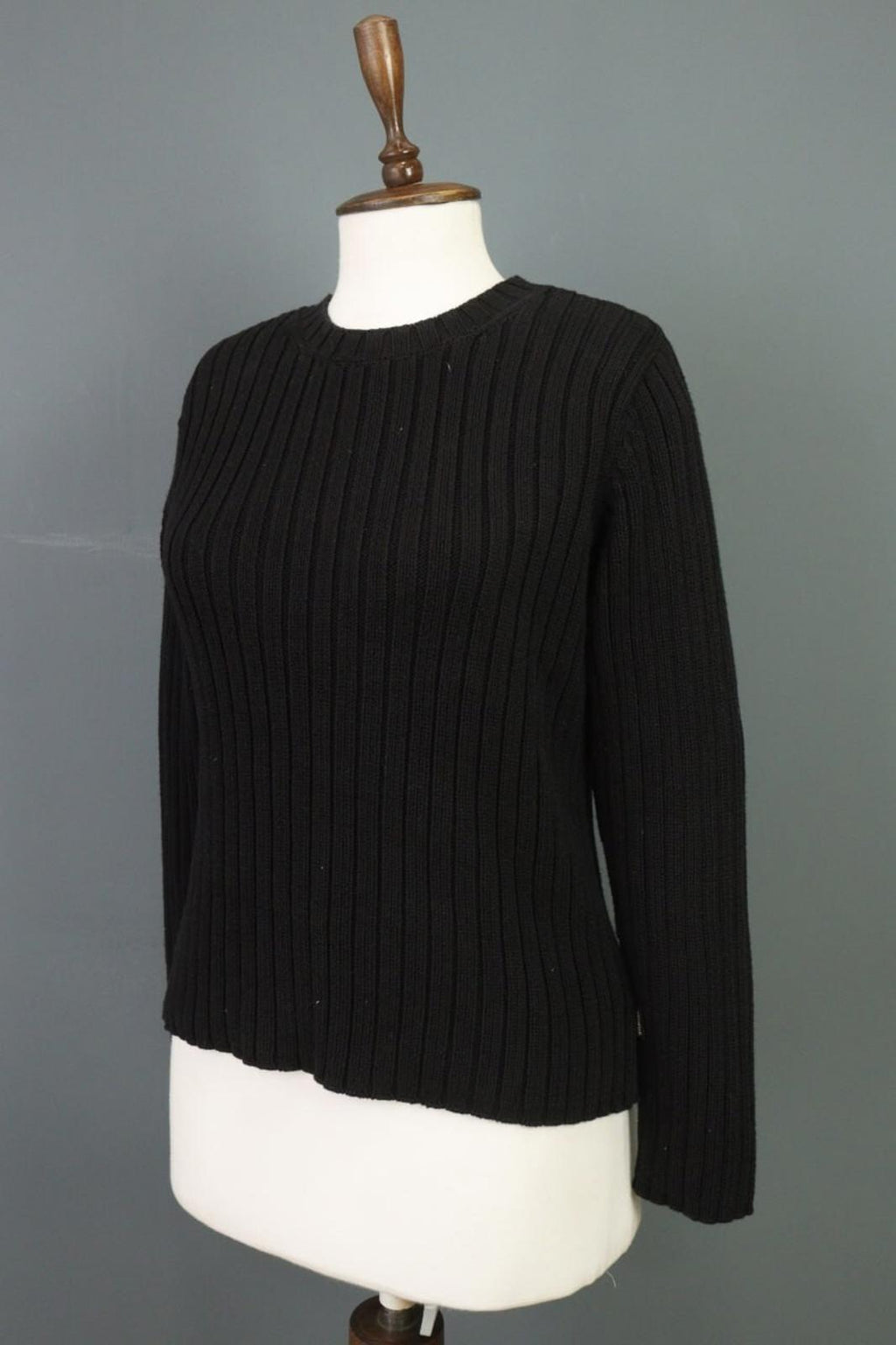 LAUREN RALPH LAUREN Petite Ribbed Black Knit Sweater Sz S