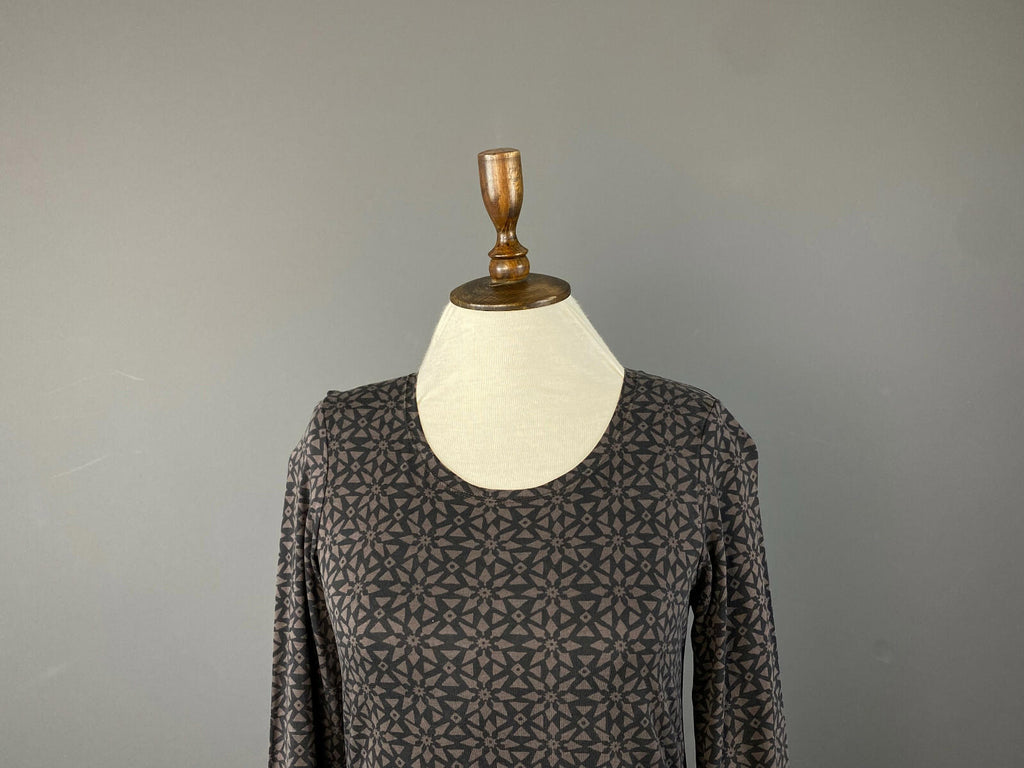 GUDRUN SJODEN Brown Printed Pullover Long Sleeve Top – Women's S