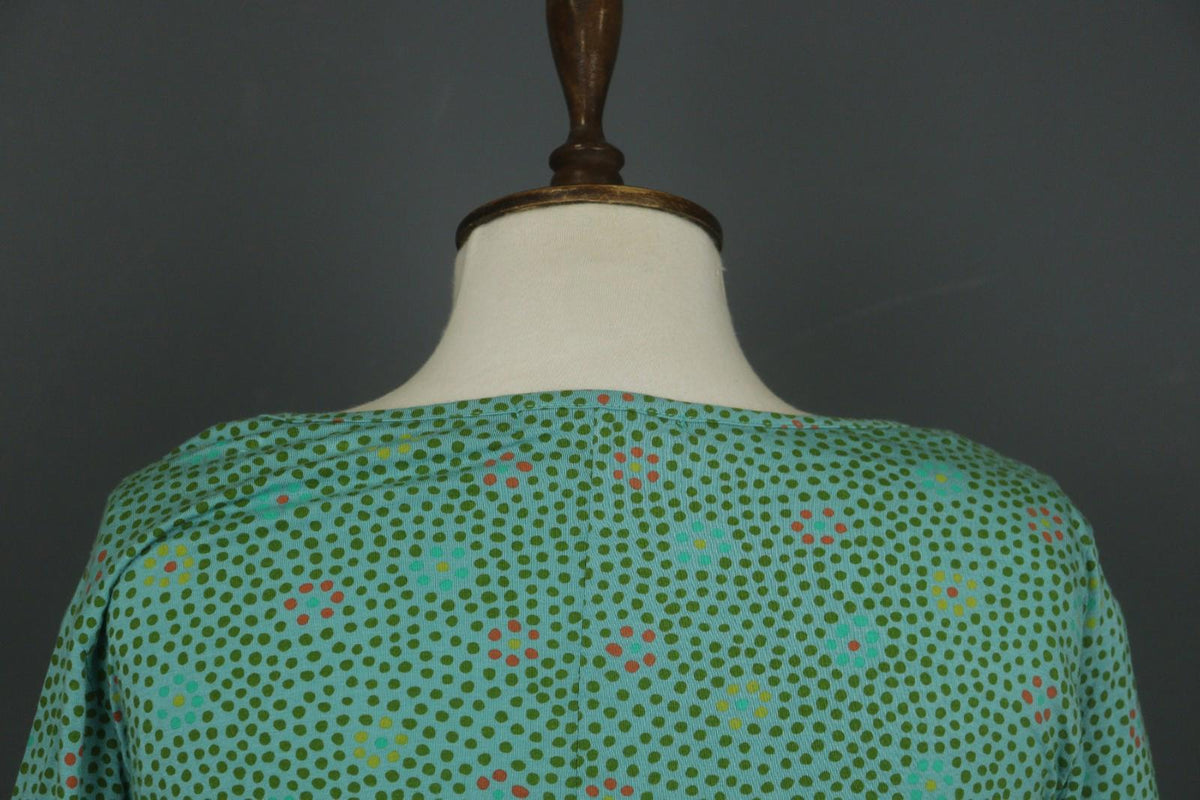 GUDRUN SJODEN Green Polka Dot V-Neck Long Sleeve Pullover Sheath Dress – Size M
