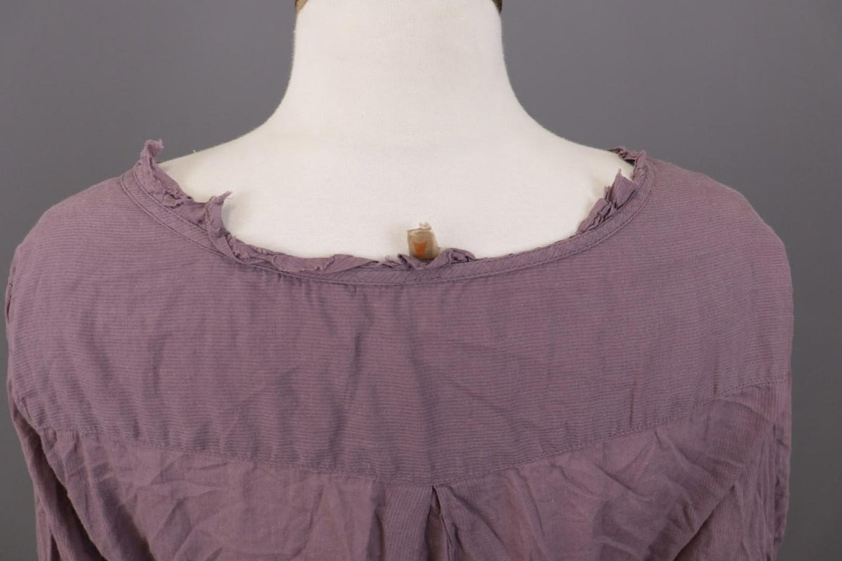 Cop. Copine Shirt Dress Purple Pleated Balloon Sleeve Button Front – Size 40