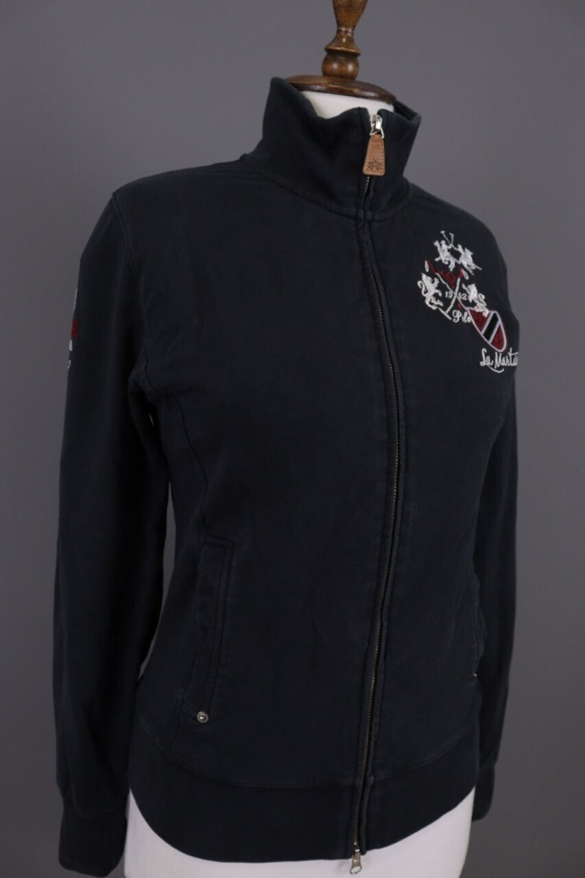 La Martina Jodhpur Black Polo High Neck Full Zip Activewear Jacket – Size 4