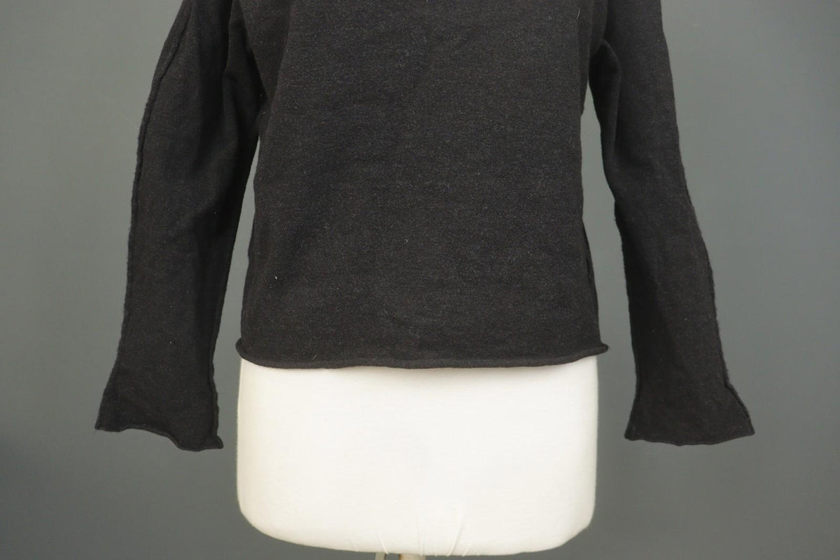 ANNETTE GORTZ Black Wool Long Sleeve Boat Neck Casual Pullover Blouse Top – Size M