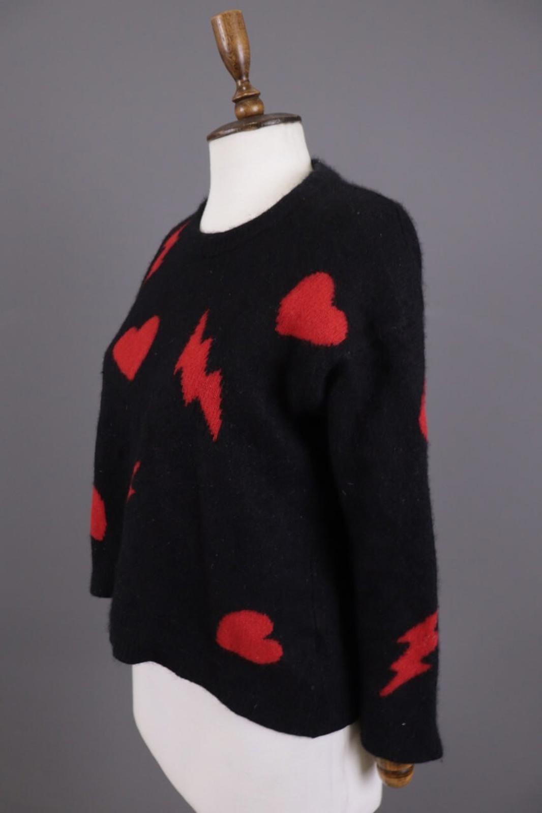 ZADIG & VOLTAIRE MARCUS BIS Black Printed Cashmere Knit Sweater – Size M