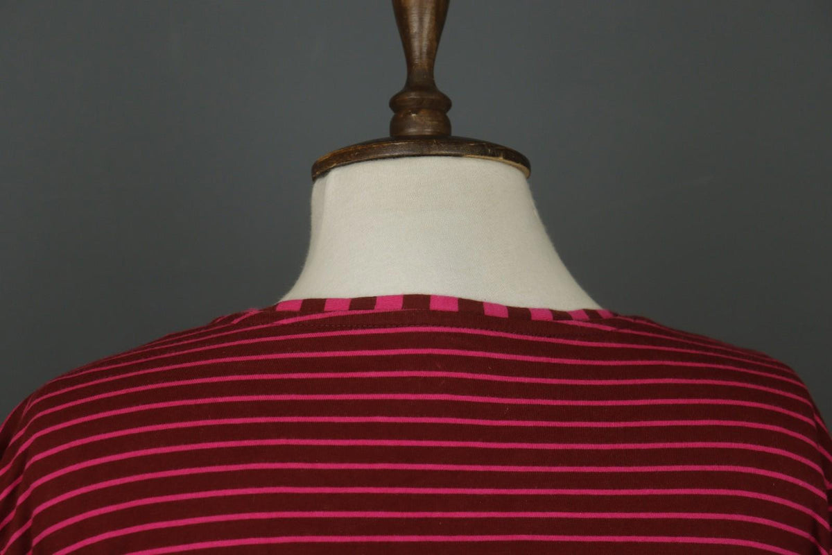 GUDRUN SJÖDEN Burgundy Pink Stripe Organic Cotton Long Sleeve Shift Dress – Size L
