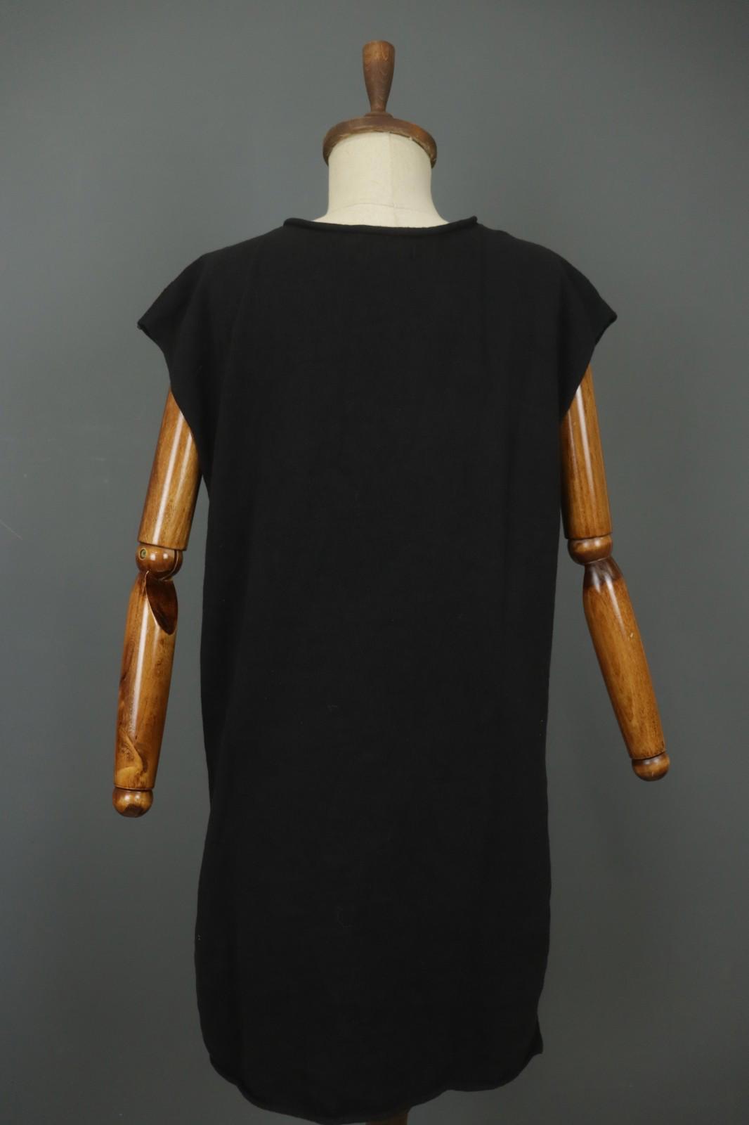 GUDRUN SJODEN Black 100% Cotton Cap Sleeve Crew Neck Pullover Shift Dress – Size M