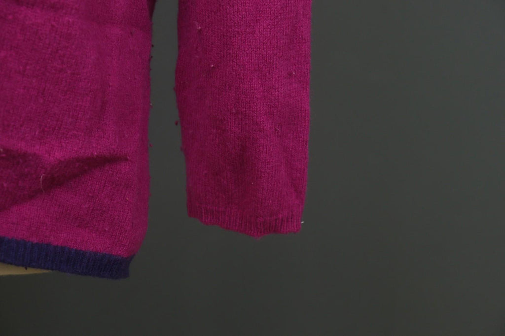 GUDRUN SJODEN Pink Linen Knitted Long Sleeve Round Neck Pullover Sweater – Size XL