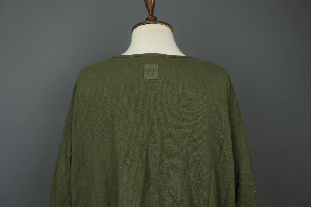 HANNES ROETHER Green Cotton Long Sleeve Round Neck Pullover Tunic Top M/L