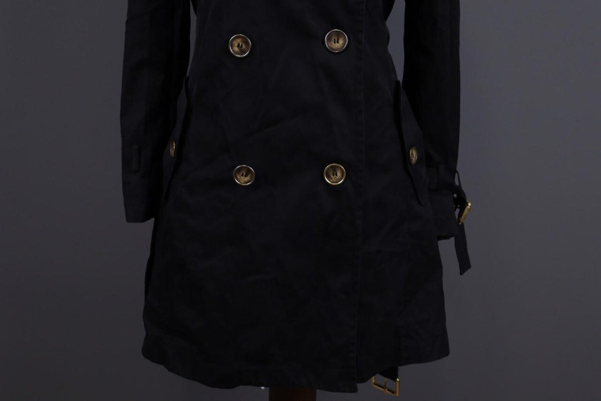 WEEKEND MAX MARA Black Double Breasted Belted Trench Coat – Size I 44 / GB 12 / S