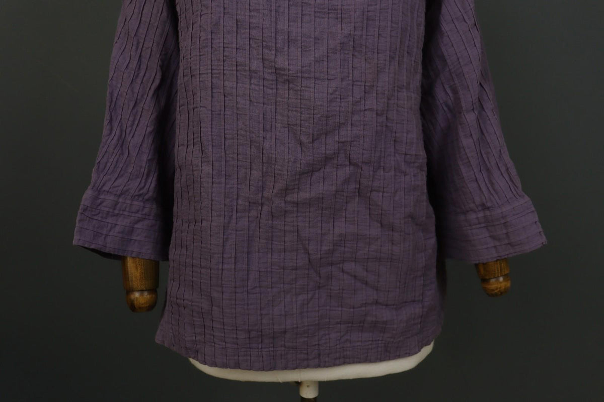 GUDRUN SJODEN Purple 100% Cotton Long Sleeve Round Neck Pullover Blouse Top Sz L