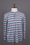 MISSONI UOMO Multicolor Striped Henley Knit Sweater – Size 54