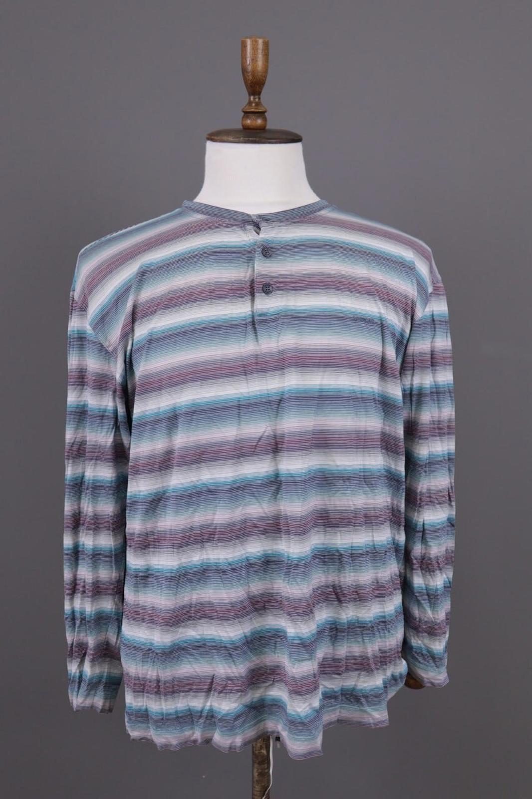 MISSONI UOMO Multicolor Striped Henley Knit Sweater – Size 54