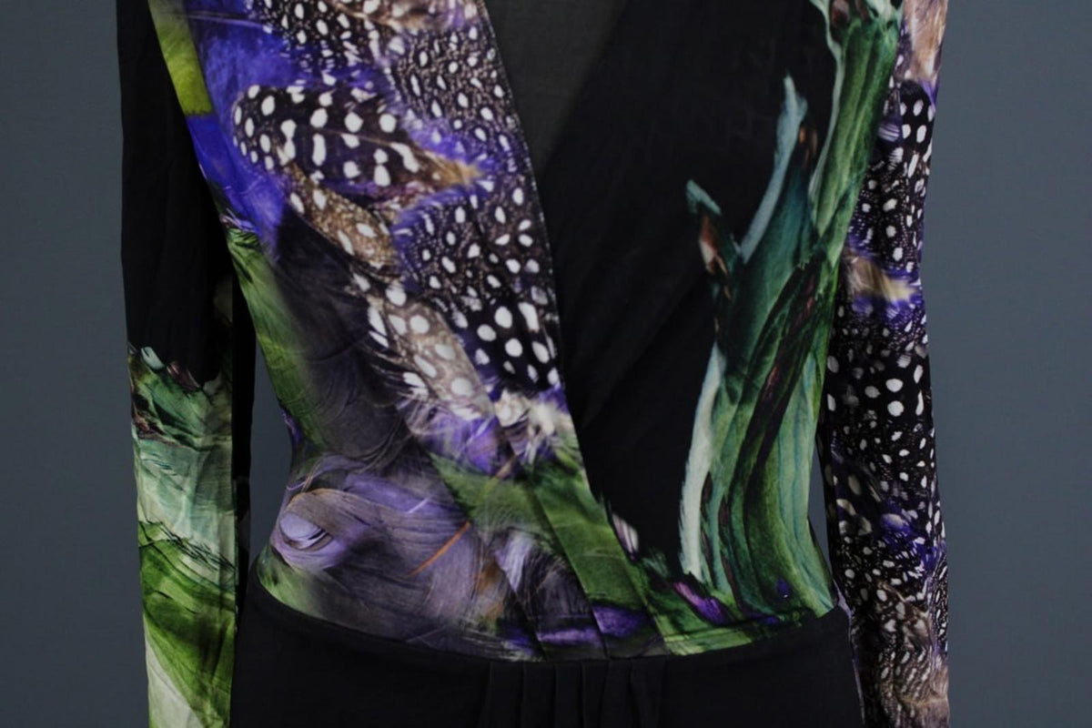 ETRO Multicolor Printed Lined Wrapped V-Neck Long Sleeve Bodycon Dress – Size 42
