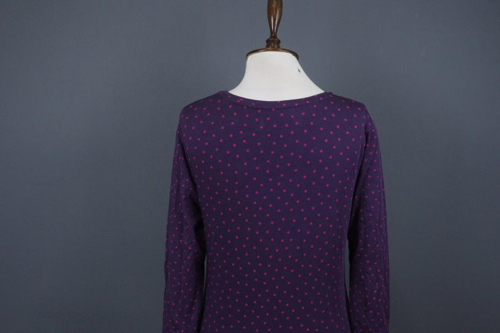 GUDRUN SJODEN Purple Polka Dot Modal Crew Neck Long Sleeve Blouse Top – Size S