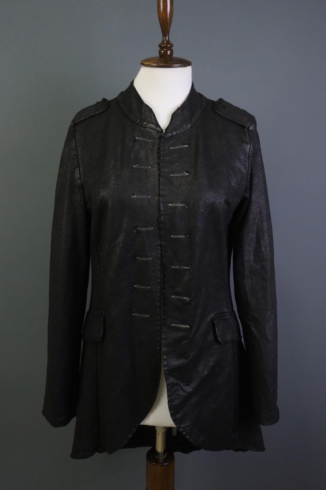 RUNDHOLZ Black Long Sleeve Pockets Ladies Military-Inspired Long Jacket