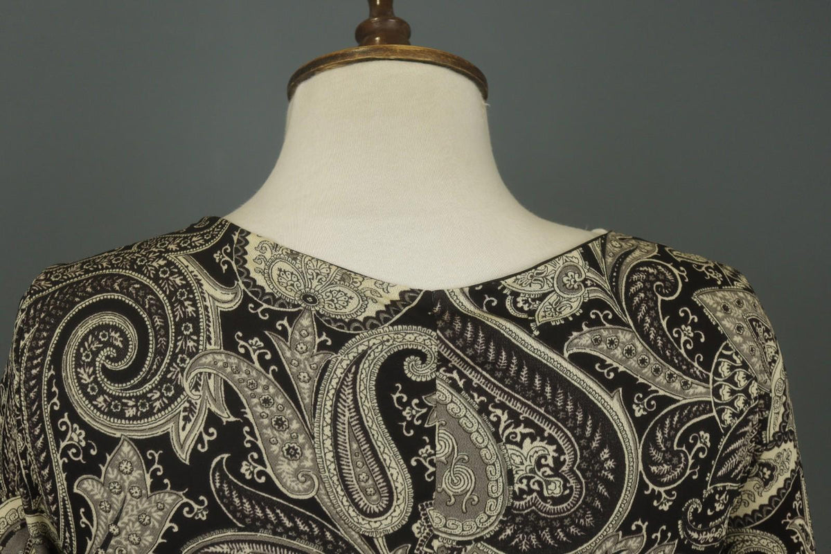 ETRO MILANO Multi Paisley 100% Viscose Long Sleeve V-Neck Sheath Dress – Size 46