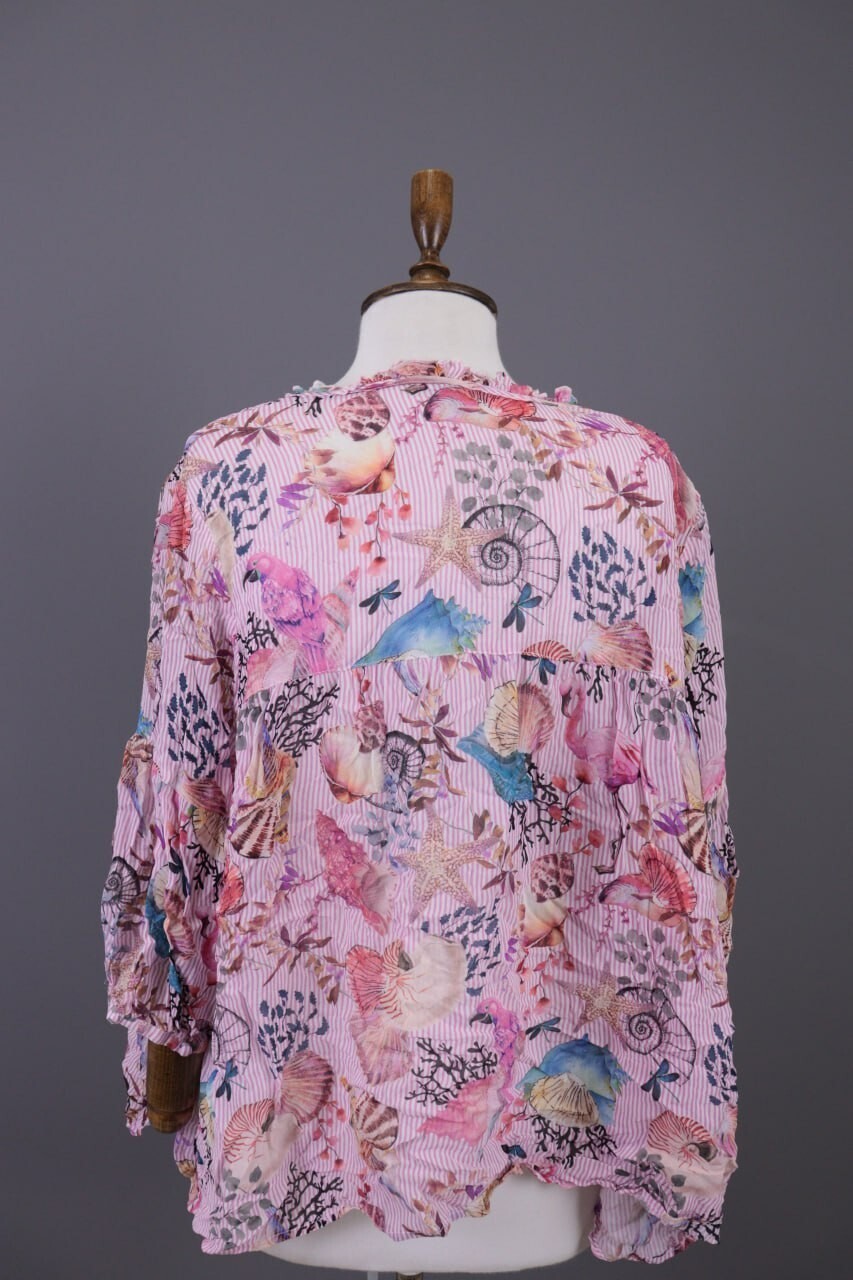 Princess Goes Hollywood Pink Shell Printed 3/4 Sleeve Blouse Shirt Sz 46 / XL