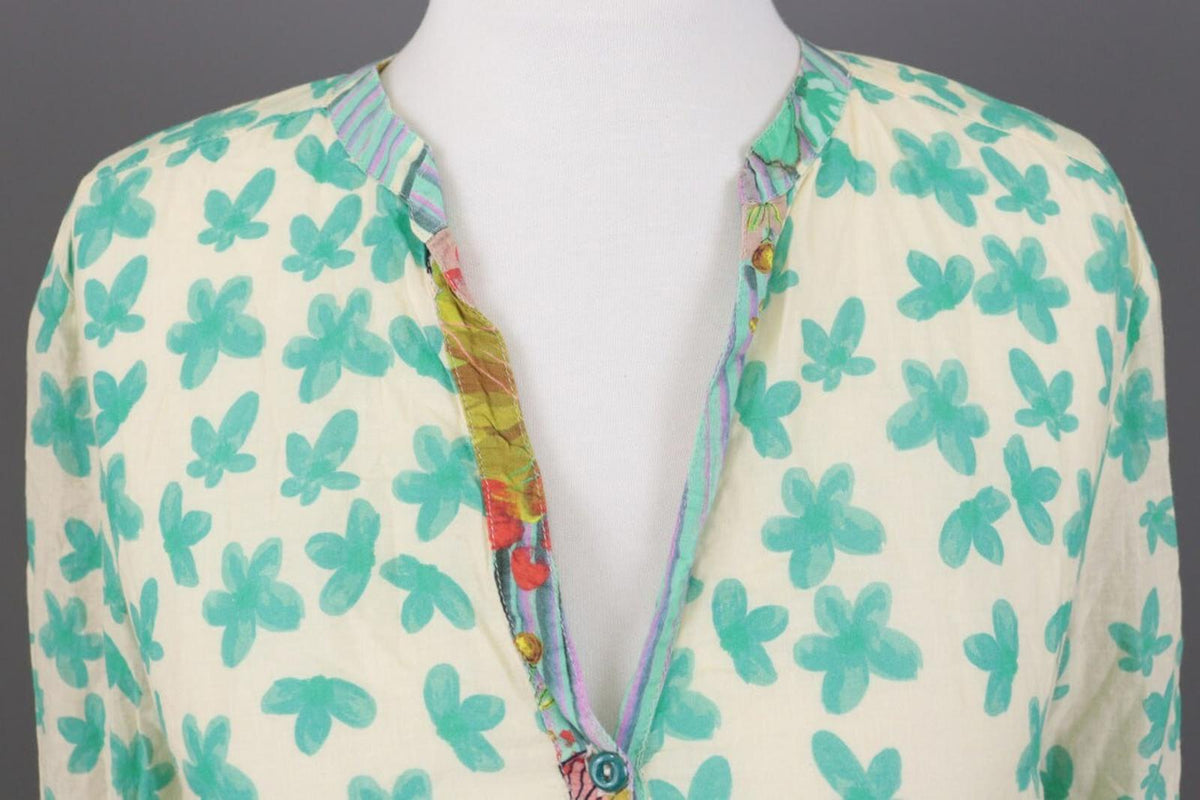IVKO Green Floral Henley Lightweight Summer Blouse Shirt – Size 36