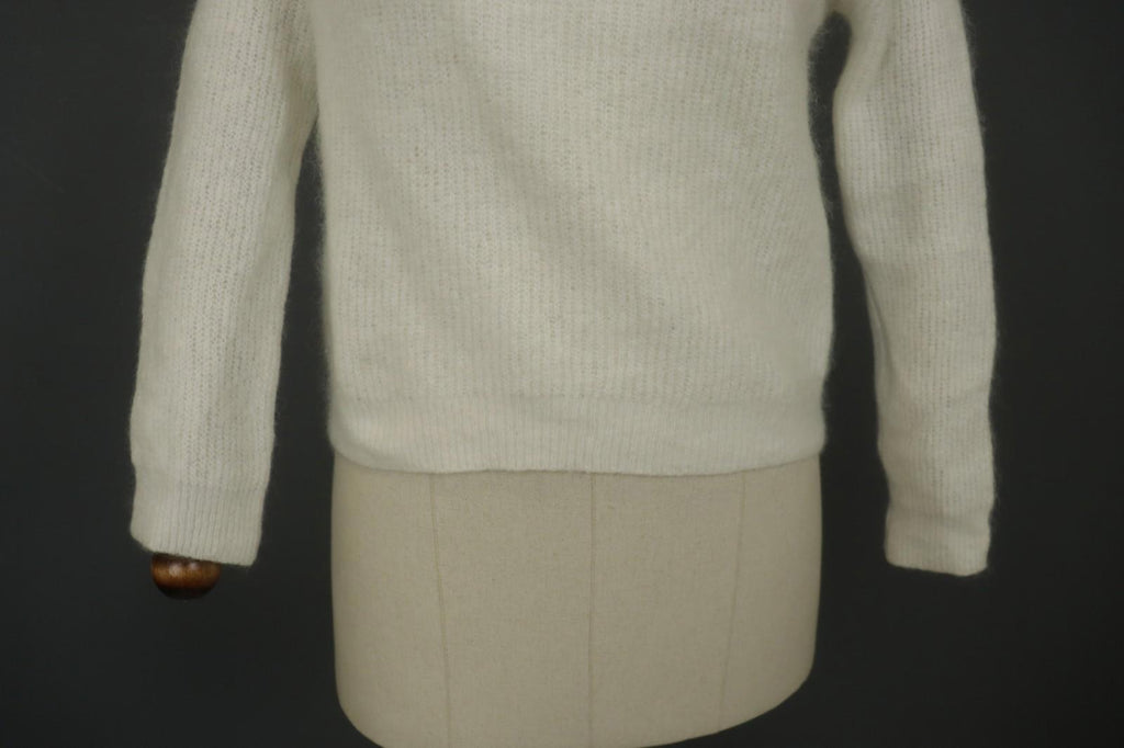 LA MAILLE SÉZANE White Knitted Long Sleeve Mock Neck Button Front Sweater – Size S