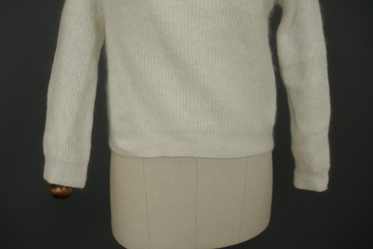 LA MAILLE SÉZANE White Knitted Long Sleeve Mock Neck Button Front Sweater – Size S