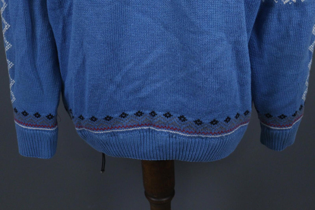 DALE OF NORWAY Blue Fair Isle Pure Wool Knit 1/4 Zip Ski Sweater