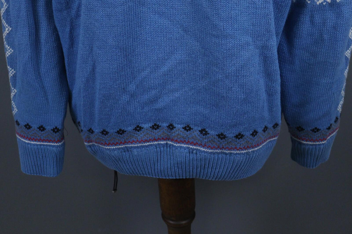 DALE OF NORWAY Blue Fair Isle Pure Wool Knit 1/4 Zip Ski Sweater