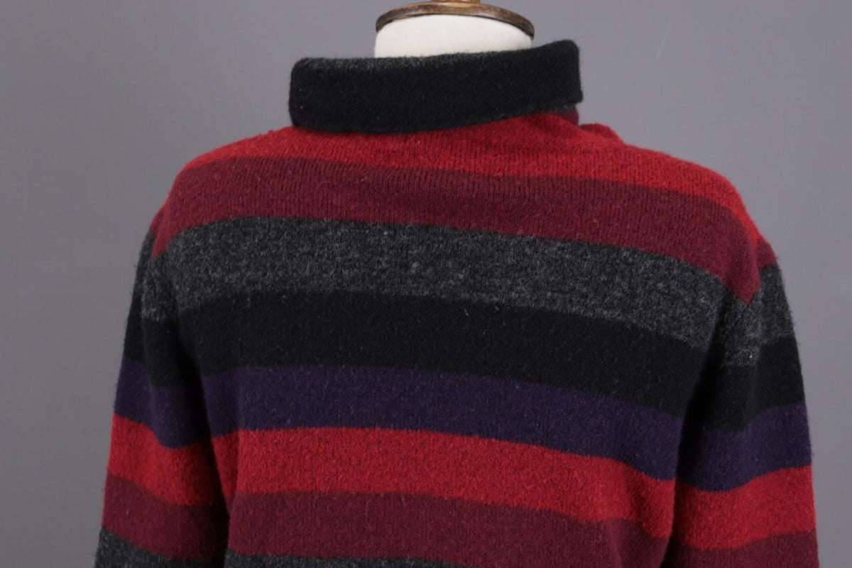 SARAH PACINI Multicolor Wool Striped Turtle Neck Knit Sweater One Size