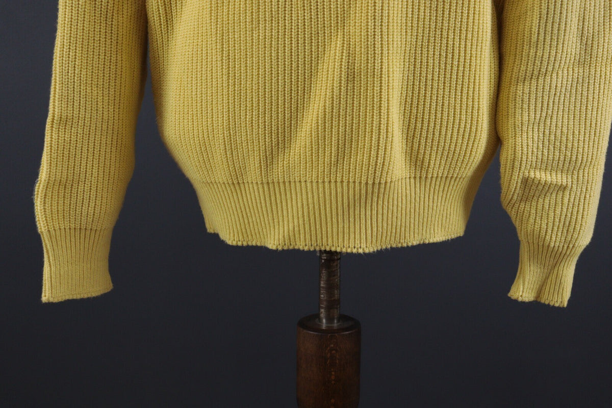 Carlo Colucci Yellow Knit Ribbed V-Neck Wool Sweater – Size L-XL US 44 EU 554