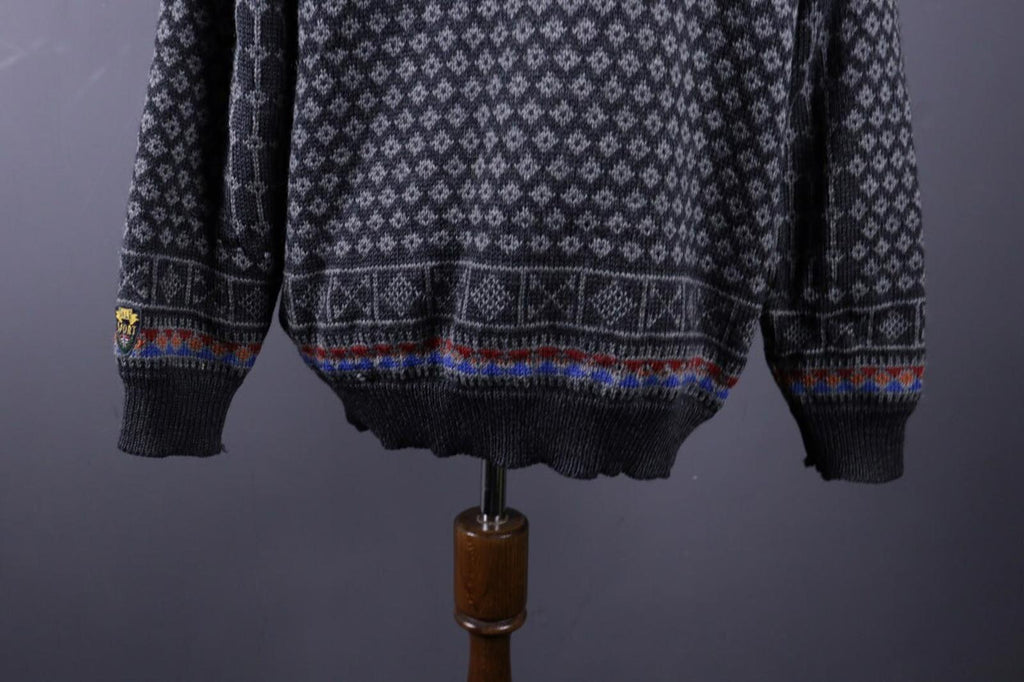 DALE OF NORWAY Sport Black Fair Isle Wool Knit Ski Sweater – Size XL