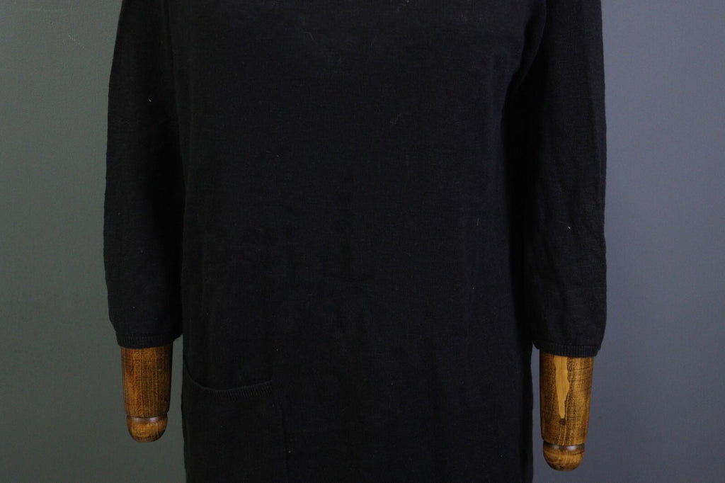 GUDRUN SJODEN Black A-Line Linen 3/4 Sleeve Short Knee Length Dress – Size M