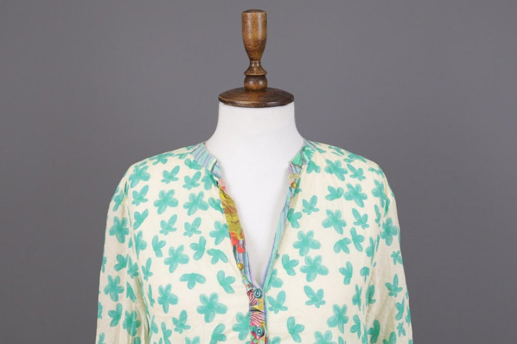 IVKO Green Floral Henley Lightweight Summer Blouse Shirt – Size 36