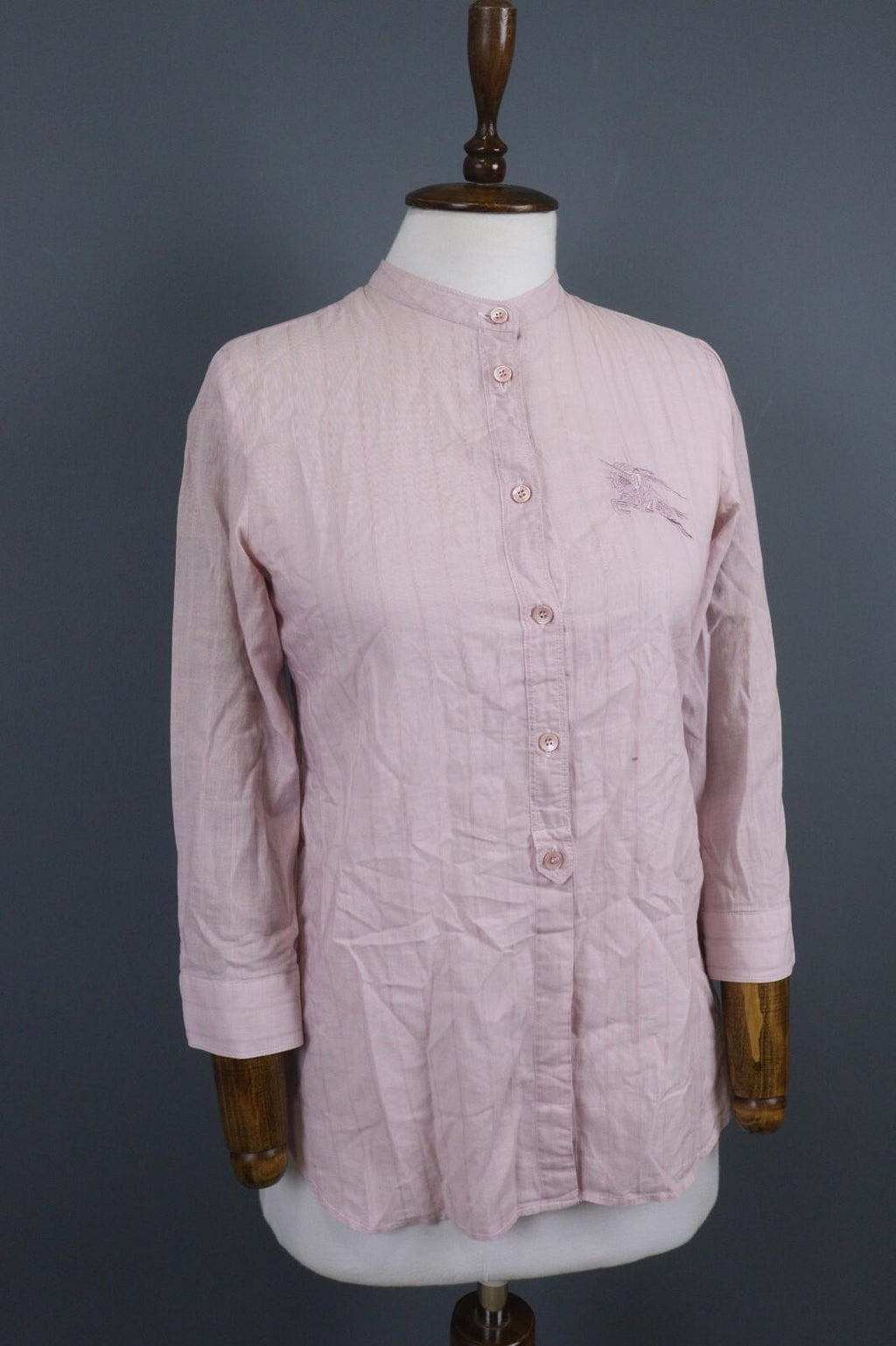 BURBERRY BRIT Pink Lightweight 3/4 Sleeve Stretch Button Down Shirt – Size XS