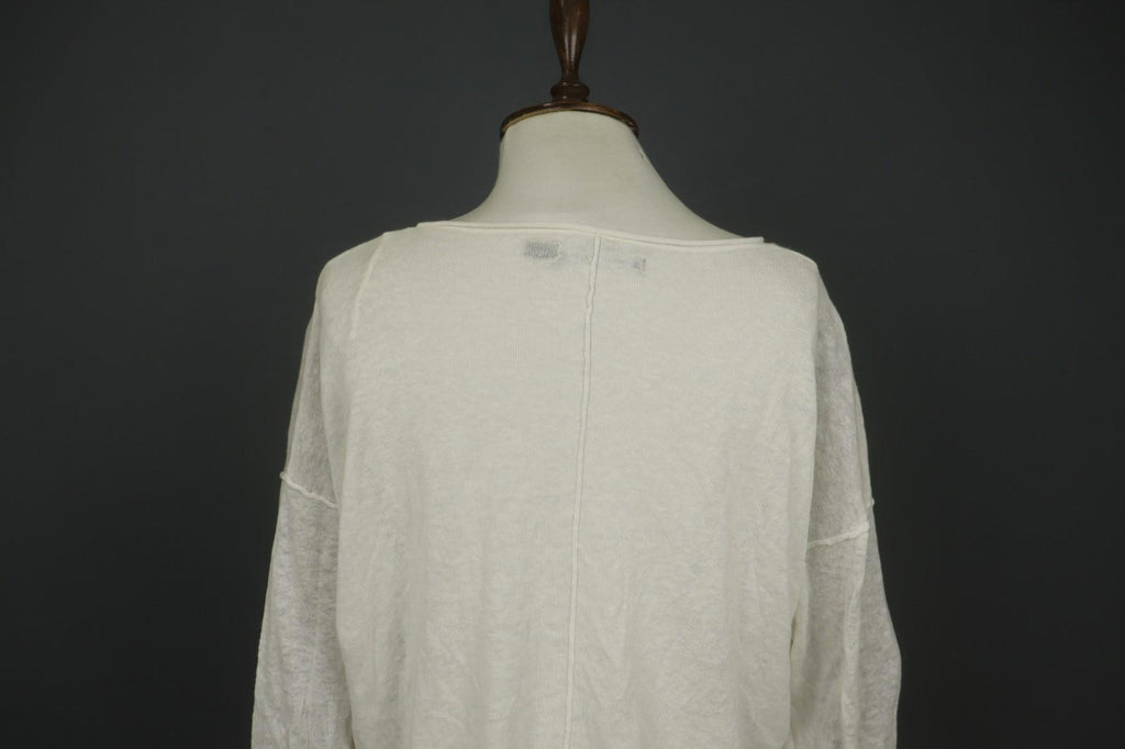 GUDRUN SJODEN White Linen Long Sleeve Round Neck Knit Pullover Sweater – Size M