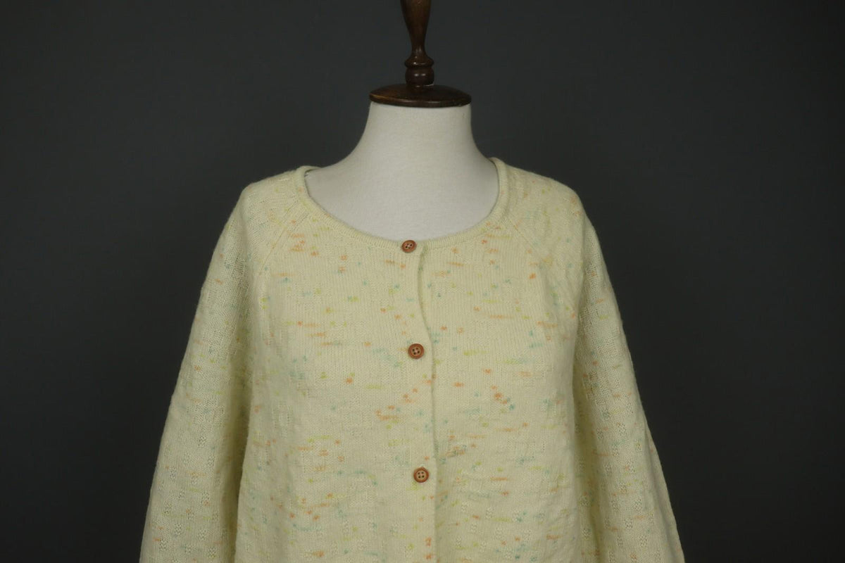 GUDRUN SJODEN Yellow Dotted 100% Wool Knitted Button Front Sweater Dress – Size M