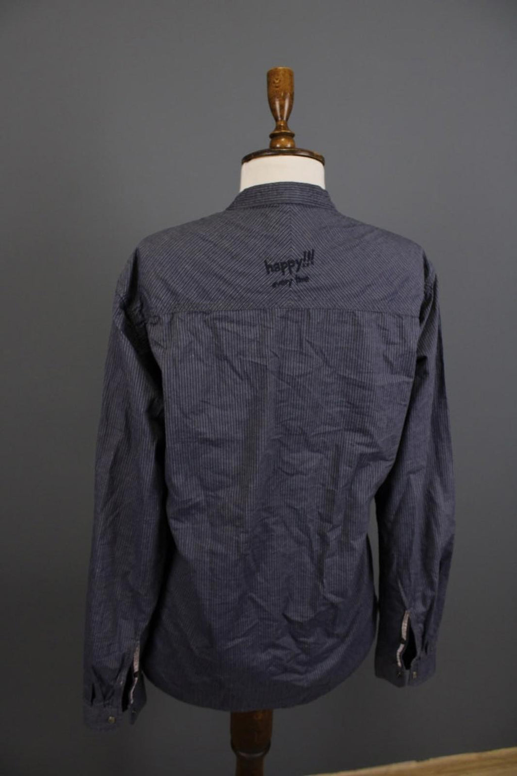 Desigual Blue White Striped 100%Cotton Regular Fit Long Sleeve Shirt Top – Size M – Used