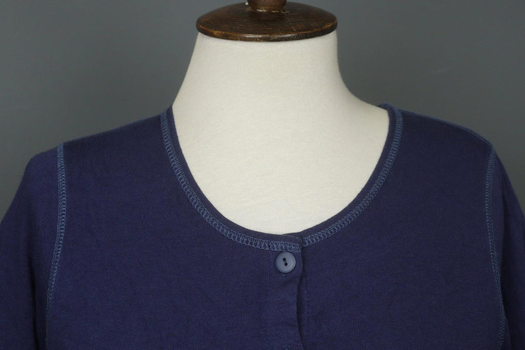 GUDRUN SJODEN Purple Organic Cotton Knit Crew Neck Button Front Cardigan – Size S