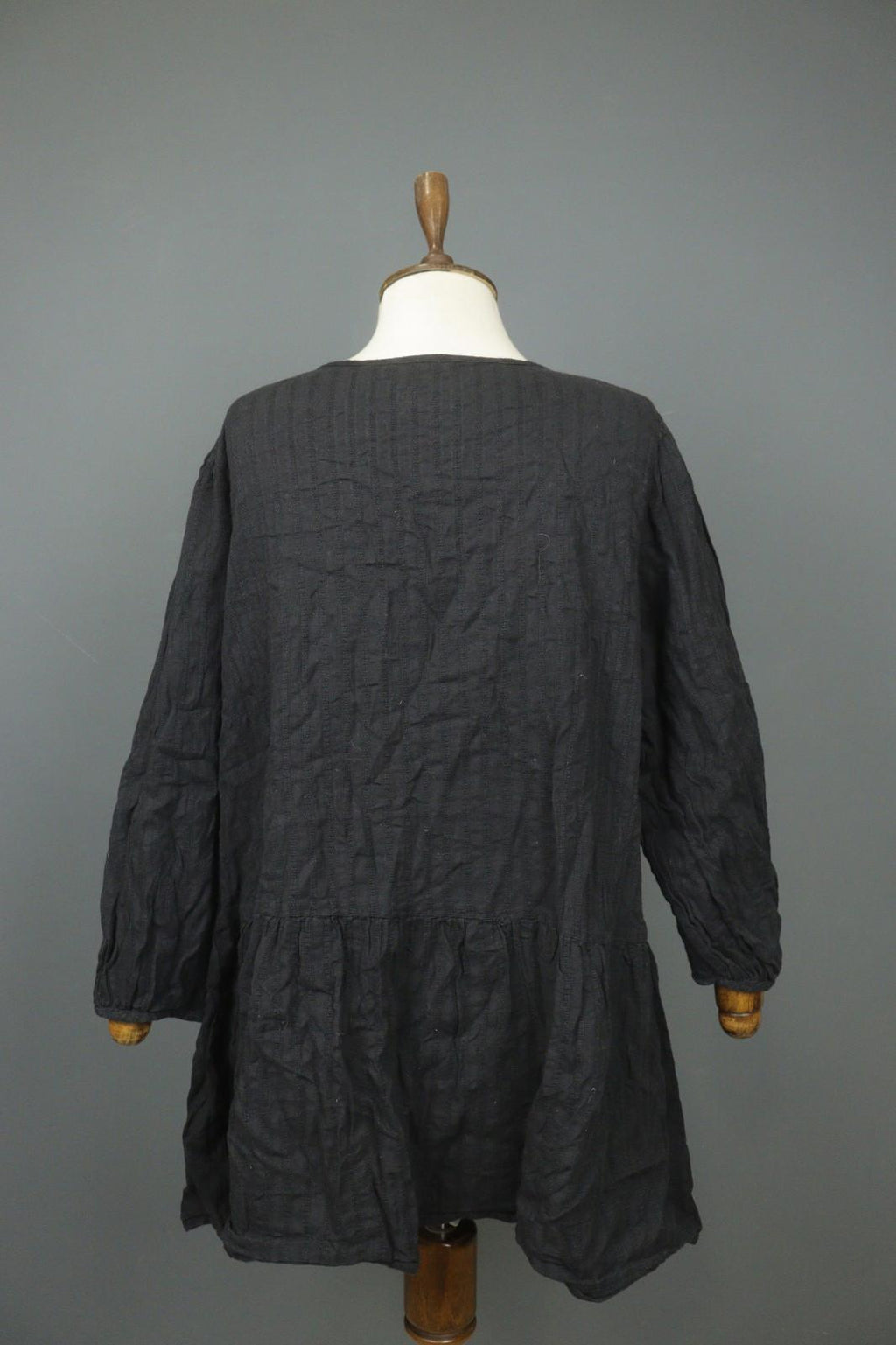 GUDRUN SJODEN Black 100% Cotton Scoop Neck Button Front Shirt Dress – Size XL