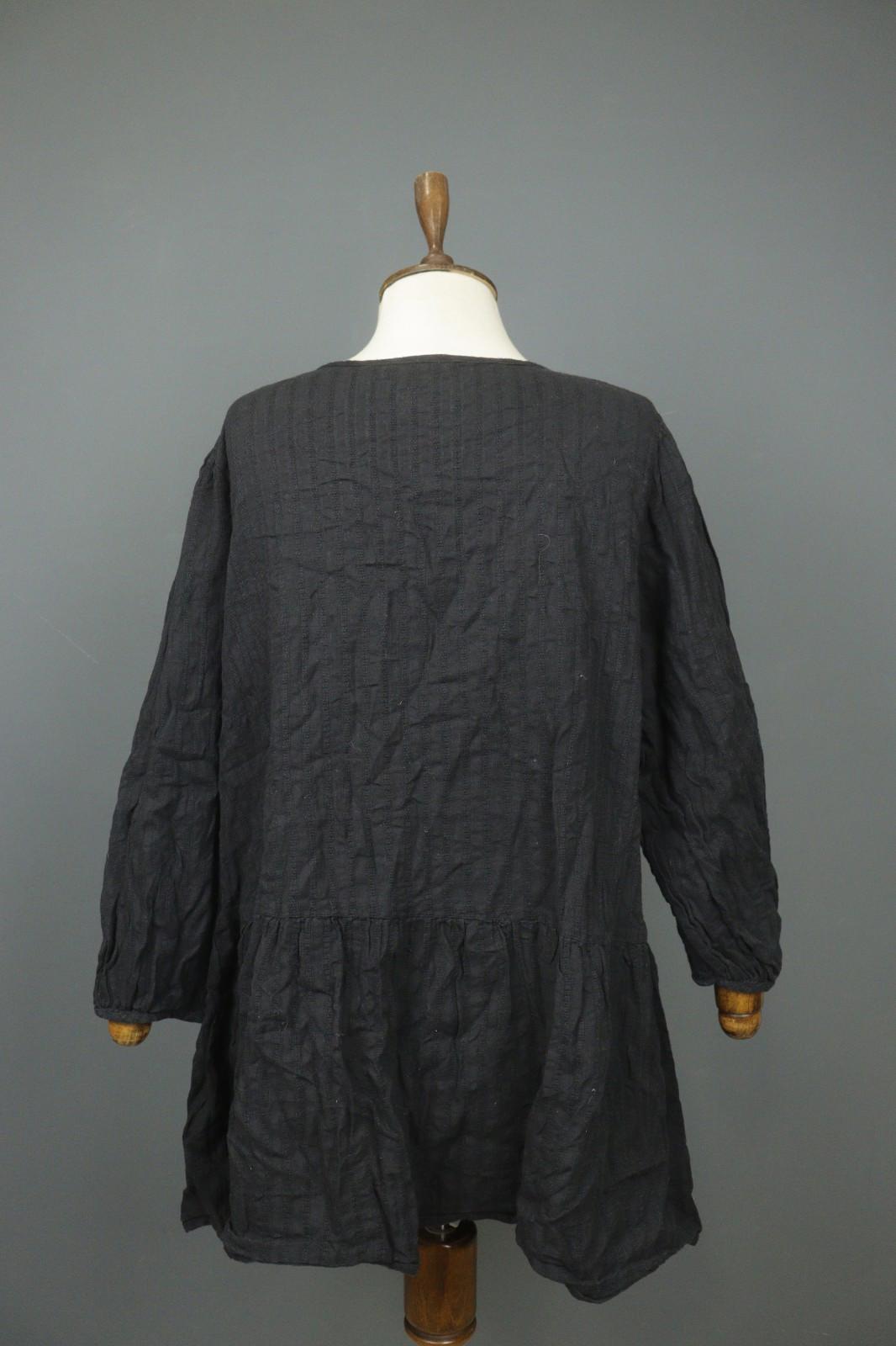 GUDRUN SJODEN Black 100% Cotton Scoop Neck Button Front Shirt Dress – Size XL