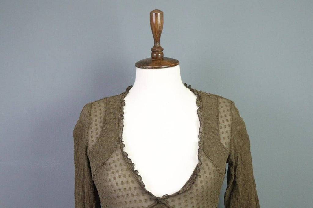 TRANSIT PAR SUCH Brown Mesh Silk Wrape Long Sleeve Top Blouse Shirt – Size 1