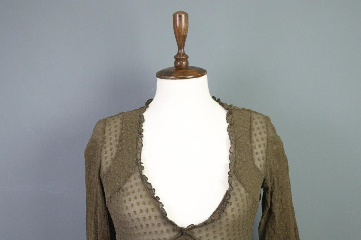 TRANSIT PAR SUCH Brown Mesh Silk Wrape Long Sleeve Top Blouse Shirt – Size 1