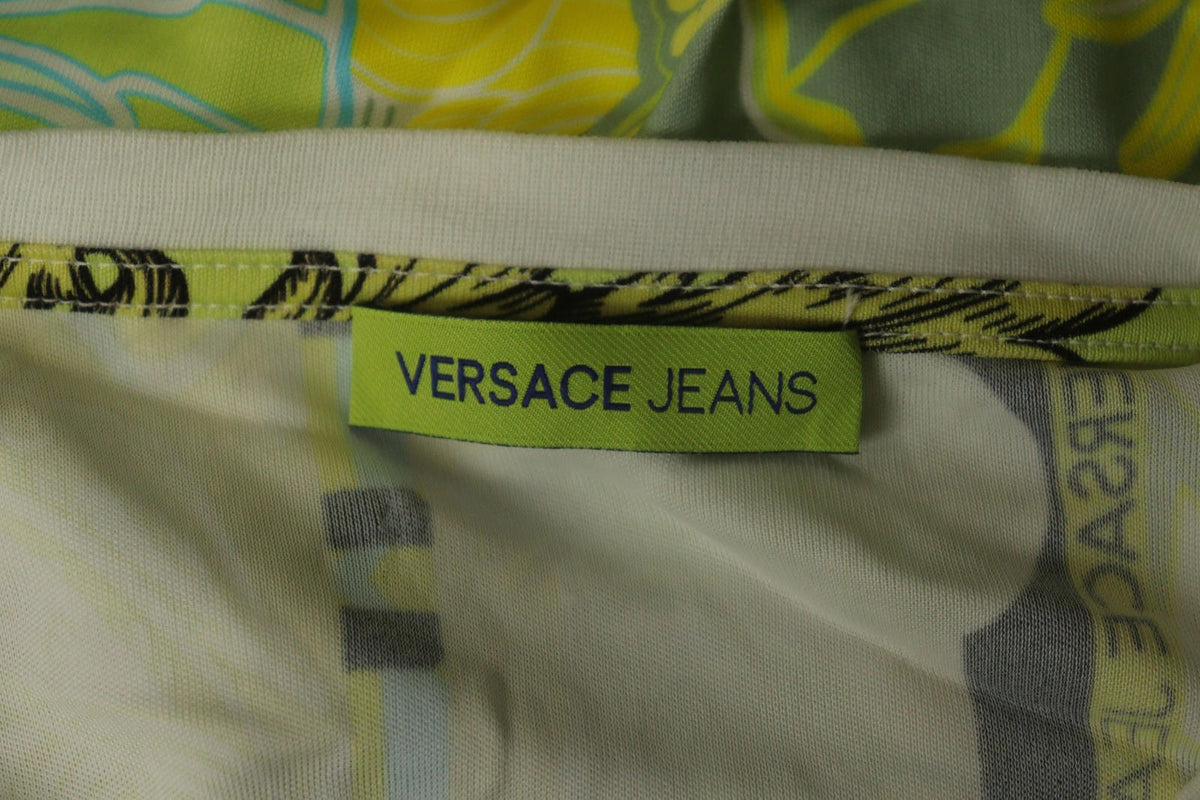 VERSACE JEANS Multicolor Geo Print Sleeveless Shoulder Button Blouse Top – Size 42