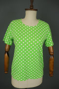 MARIMEKKO Green and White Polka Dot Short Sleeve Crew Neck Top Blouse – Size L