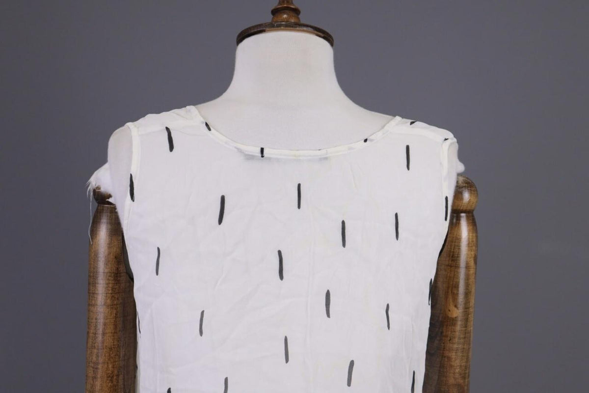 GUDRUN SJODEN White Printed Sleeveless Lightweight Blouson Dress – Size S