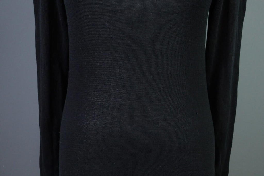 SARAH PACINI Black Knit Mesh Turtle Neck Sweater Midi Dress – Size 1